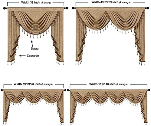 CHENILLE VALANCE DE CHENILLA DO LADO DO ELKCA PARA CORA CORA CORA CURTAINS com contas para o quarto, bolso da haste