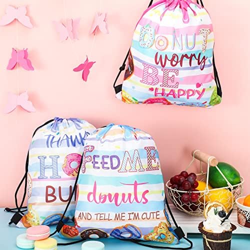 16 peças Festas de aniversário de donut Supplies Grow Up Gift Goody Bags Bolsas de rosquinhas coloridas suprimentos de festa