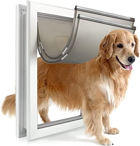 Portas de cães de Pataplus para cães grandes, porta de gato de porta grande com painel de trava de deslizamento