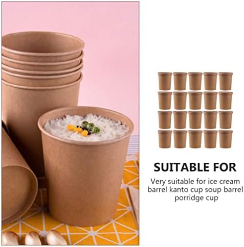 Zerodeko copo portátil 25 conjuntos tigela descartável com tampas de papel recipientes de sopa de mingau xícaras de alimentos
