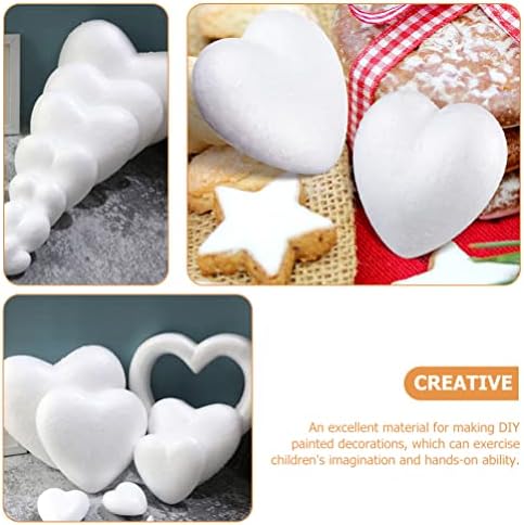 Decorações de Natal de Tofficu 12pcs Artesanato Craft Hearts Hearts Branco Coração em forma de poliestireno Modelando
