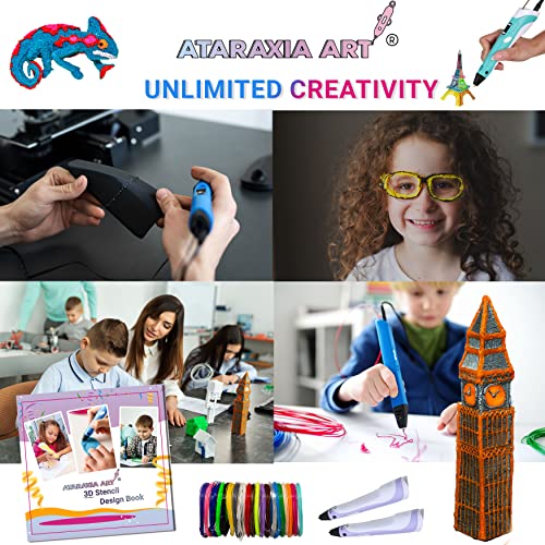 ATARAXIA ART 3D Drawing Molds Paper Estomncils para caneta de impressão 3D, reutilizável colorido 20 lençóis 40 padrões,