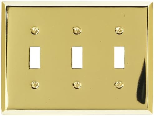 Amerelle Century Triple Toggle Stone Wallplate in Bright Brass