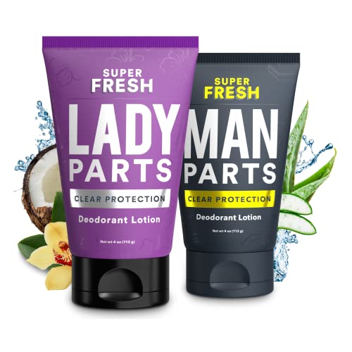 Super Fresh Man e Lady Parts Duo - Desodorante livre de alumínio - Clear Dry - Partes Próxidas, Croth & Interior