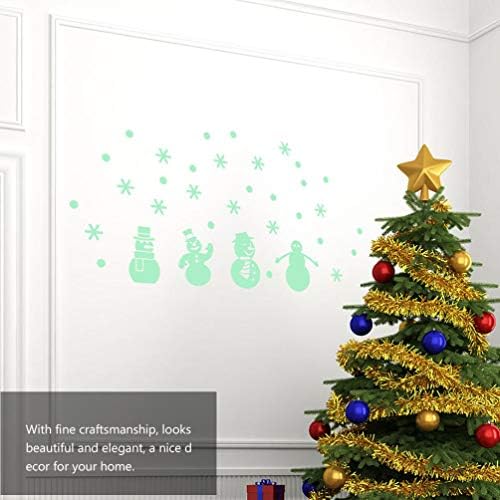 Nuobesty Christmas Wall Stickers Christmas Snowman Snowflake brilhando nos adesivos noturnos decalques de parede fluorescentes para