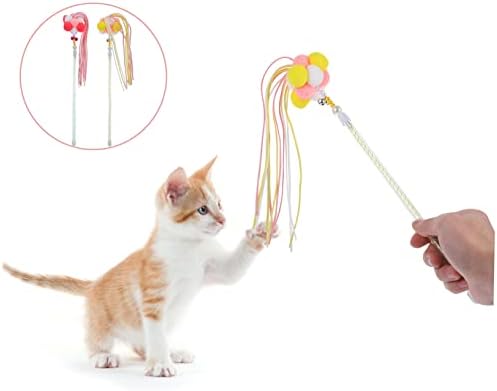 IPETBOOM 2PCS Teaser de gato Toys de gato Teaser de gato Toy Toys Indoor Toys Cat Teaser Wand Wand interativo gatinho brinquedo interativo