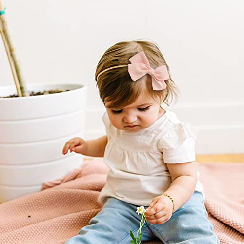 12 PCS Baby Girl Bands e arcos Bandas de cabelo, recém -nascido infantil para crianças mole de nylon macio acessórios