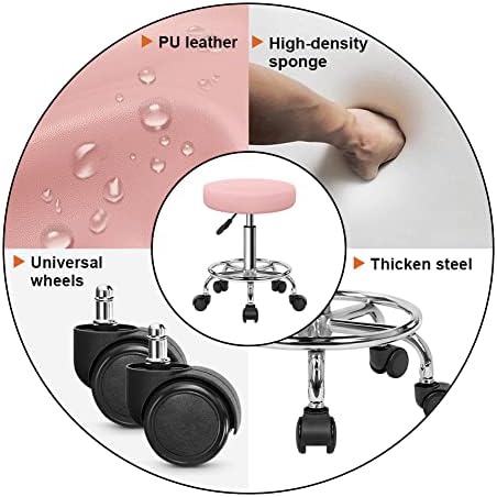 KKTONER PU CALARO ROLO ROLOTE STAOL COM REST RESPENDO AJUSTE DE ALTURA DE ATAÇÃO DE ATAÇÃO DE SPA SALON SALON TATATO DE