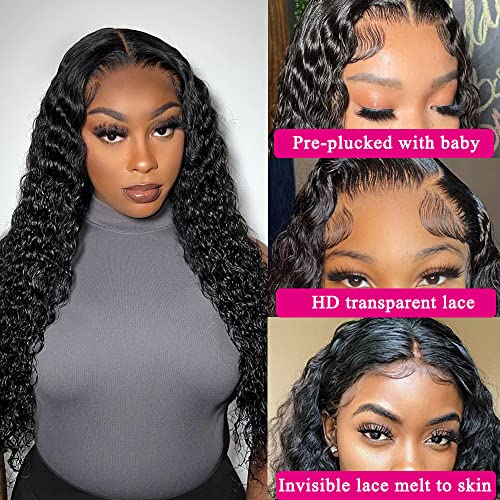 Water Wave Lace Wig Frente Cabelo Humano Ondulado Mumido 4x4 Lace Perucas Frontais Sem Glue Sem Glue 150% Densidade Humana Human