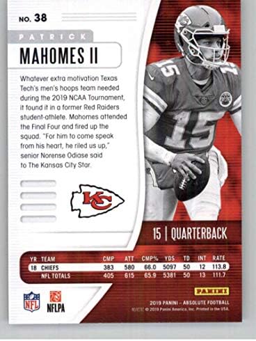 2019 Absoluto 38 Patrick Mahomes II Kansas City Chiefs NFL Football Trading Card