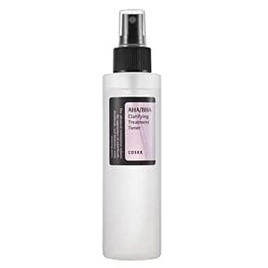 Cosrx AHA / BHA Toner de tratamento de esclarecimento, 5,07 fl.oz / 150ml | Spray facial esfoliante | Cuidados com a pele coreanos,