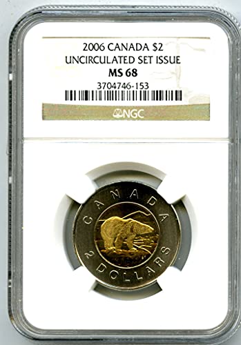 2006 CA Canadá $ 2 Polar Bear Toonie Top Population e apenas 1 qualidade de registro conhecida $ 2 MS68 NGC