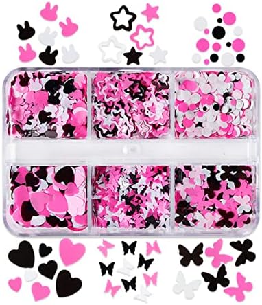 3D Heart Nail Art Sticks Decals Glitter Love Unhas LEXINAS 6 GRIDA PLACA ROSE MISTA PLACA MISTURA DO LUGAS DE PERIGAS