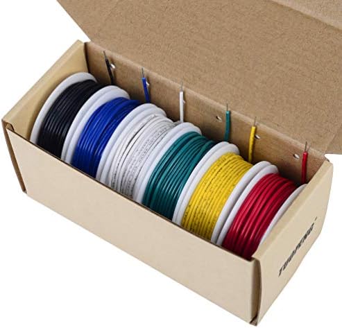 Tuofeng 22 AWG Fios de conexão de núcleo sólido Fios-6 Diferentes fios de saltador colorido 30 pés ou 9m cada, 22 gemedos de