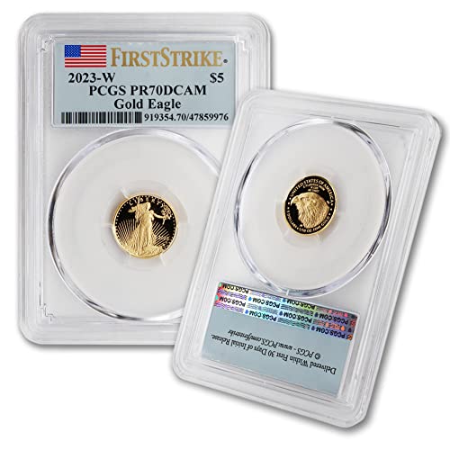 2023 W 1/10 oz Proof Gold American Eagle Coin Pr70 Deep Cameo $ 5 PCGS PR70DCAM