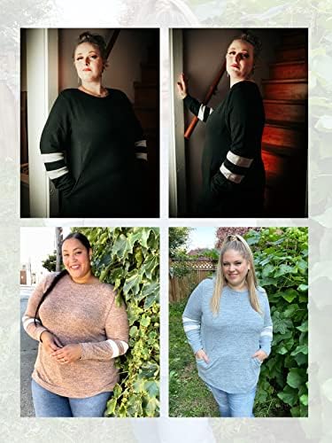 Dolnine plus-size-sweatshirts for women casual solto ajuste tops com bolsos