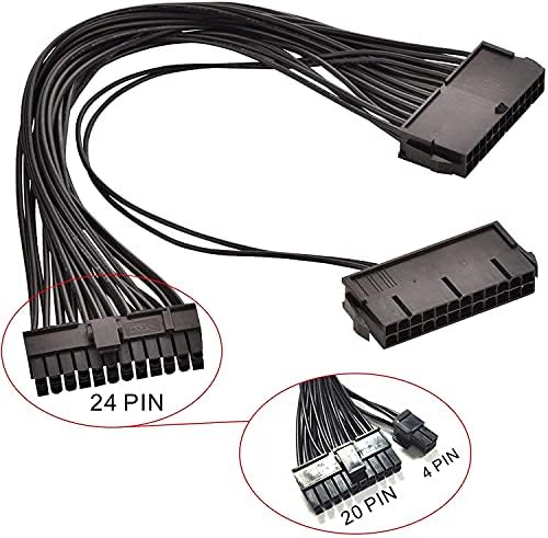 Adaptador de placa-mãe ATX de 24 pinos dual PSU 20+4 pinos Dual Cable Adaptador de Mineração de Cabôs ATX Cabo de extensão