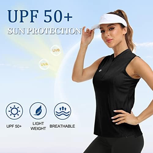 Camisa de tênis sem mangas feminina camisa de golfe para mulheres rápida upf 50+ Sun Protection Sportswear camisetas com zíper