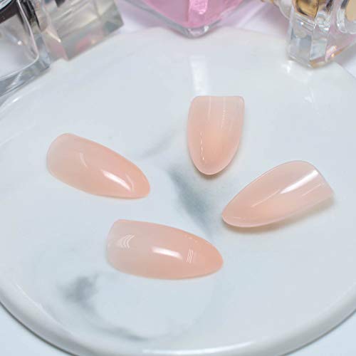 Pressione as unhas médias 24pcs estiletto nude rosa capa completa unhas falsas para mulheres