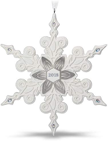 Hallmark Keetake Ornamento de Natal de 2018 do ano datado, Snowflake, Porcelain