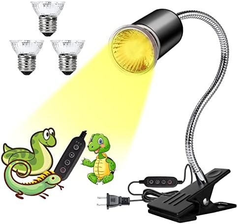 PAWHITS Lâmpada de calor de réptil UVB UVA Luz de répteis com braçadeira 360 ° Rotativo ajustável para lagartos Tartarugas