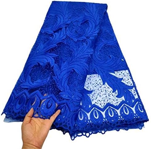 Sfabric Royal Blue Nigeriano Casamento Tulle Lace Verde África Africana Francês Mesh Fabric com Coloful Small lantejas fabircs