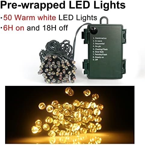 Greante de Natal de 24 com luzes de corda LED - prelit chaleira de porta de Natal - incluindo cabide da coroa, bagas vermelhas, luzes