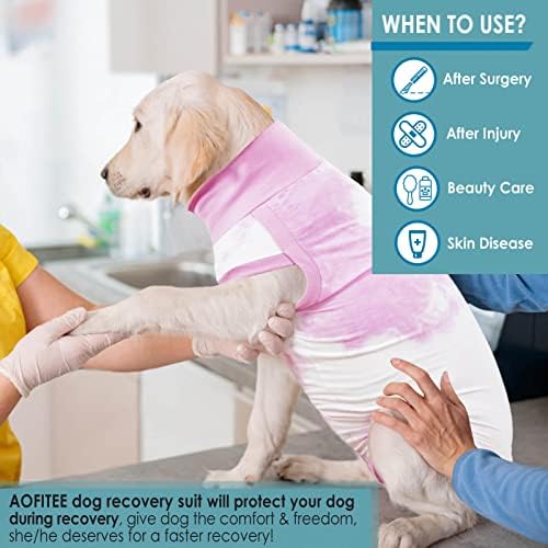 Traje de recuperação de cães Aofitee, traje de recuperação cirúrgica de cães de corante tie após a cirurgia, camisa