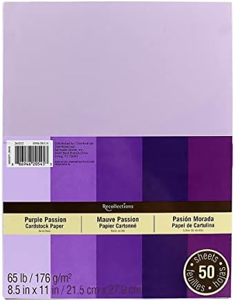 Michaels Purple Passion 8.5 ”; x 11 ”; Papel cartolina por RECOLLEÇÕES®, 50 folhas