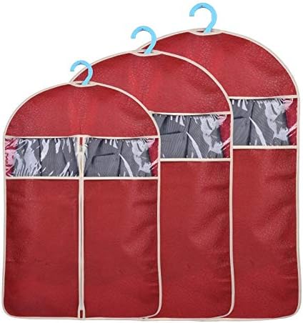 HJMAX 3 PCs Bolsas de vestuário Capas de roupas à prova de poeira, capas penduradas de vestuário com janelas claras, sacos