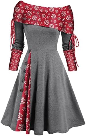 Vestido de manga longa para mulheres, vestidos de blusa de blusa de flagem confortável e fusada, vestido de férias casual