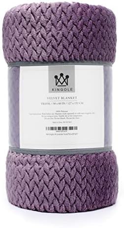 Flanela Kingole Fleece Luxury Throw Blanket, Lavanda Purple Travel/Throw Size Jacquard WEAV