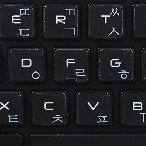 Layout de etiquetas de teclado coreano com letras brancas sobre o fundo transparente funciona com a Apple