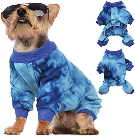 Pijamas de cachorro de corante de tie ginbavi, macacão macio de cachorro leve camisetas meninos garotas de cachorrinho pjs com