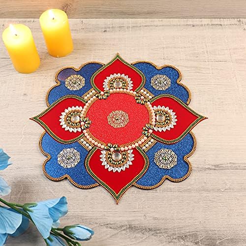 ITIHA Blue Diamond Rangoli Decoração indiana para Wall, Floor & Table Decoration for Christmas and Diwali - 9 peças