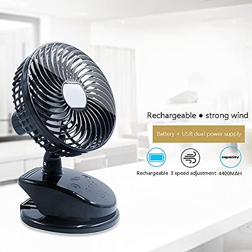 Mini fã de clipe, clipe USB no ventilador de mesa com clipe de carrinho portátil de rotação de 360 ​​° na bateria do ventilador de