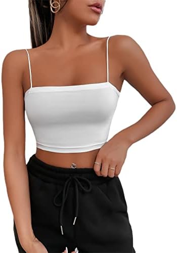 Shein Women Basic Plain Plain Spaghetti Strap Tube Crop Cami Top