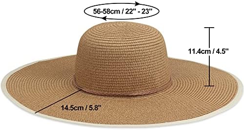 Náivlizer mulheres larga lareira chapéu de sol upf50 palha de verão chapéu de praia chapéu de praia roll-up