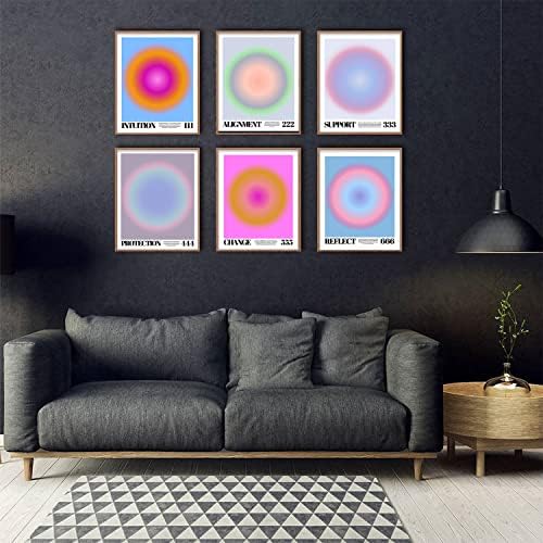 Afirmações positivas Aura Angel Number Posters para quarto gradiente estético da moda minimalista formalista Y2K Poster Poster