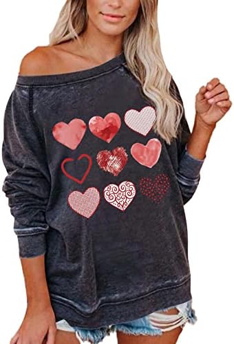 JjHhaevdy feminino amor coração moletom amor leta de coração impressão moletons gráficos de manga longa de pullover de pullover
