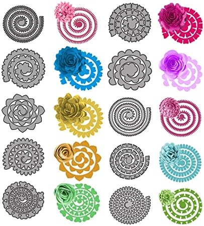 Jojocy 10pcs 3D Flores Metalhas de metal espiral Matrizes de metal, 3D Flor Garland Metal Cutting Dies, Scrapbooking