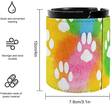 Cães aquarela Pawprint Funny PU Couather Ashtray Cigaretas Cigars Bandeja de cinzas para decoração de carro do escritório em casa