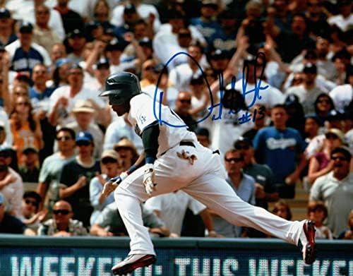 Orlando Hudson assinou 8x10 Foto Autograph La Dodgers Correndo para o 1º AUTO COA - Fotos de MLB autografadas