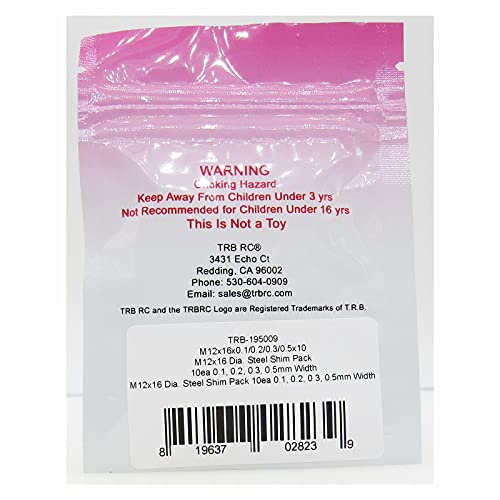 TRB RC M12X16MM DIA. Pacote de calço de aço 10ea 0,1, 0,2, 0,3, largura de 0,5 mm