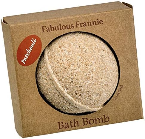 Fabulous Frannie Patchouli Natural, Bath Bombat Gift Gift, rico em óleo essencial, sal mineral, óleo de coco, avelã, 2,5 onças