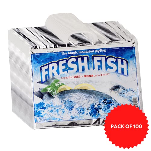 Jay Bags FS-232 Saco de peixes quentes e frios reutilizáveis ​​pequenos e frios térmicos, pacote de 100