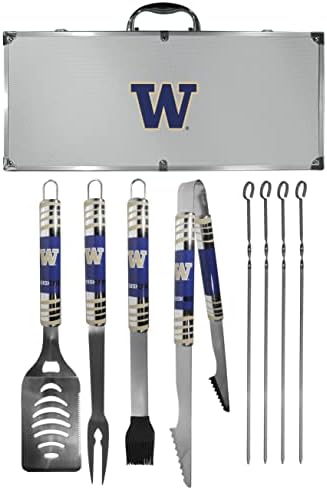 NCAA Siskiyou Sports Fan Shop Washington Huskies Steel Tailgater BBQ Conjunto com estojo 8 peças cinza