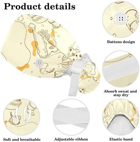 Capinha de trabalho ajustável com botão, chapéu de proteção de boneco de natal com cabelo arco -arco macio