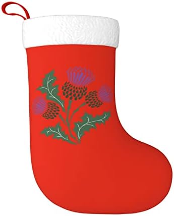 Waymay Scottish Thistle Christmas Stocking 18 polegadas de Natal de Holding Sock Classic Holiday Decoration meias