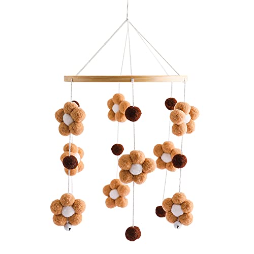 Baby Crib Wind Chimes Mobile Ball Ball Bell Bell Cotton Flowers Pingente criativo Toy Toy Wood Wind Chime 18,5 '' x 7,72 polegadas